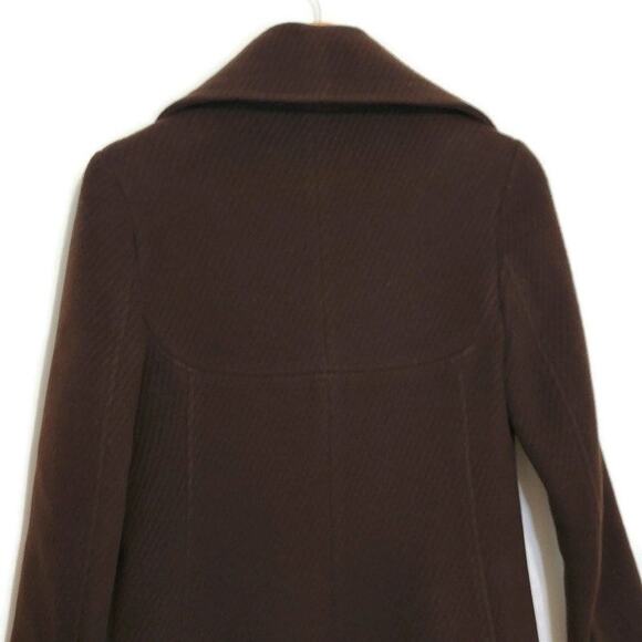 Searle Wool Mohair Double Breasted Wide Collar Brown A Line Coat Size 2 - Picture 8 of 16